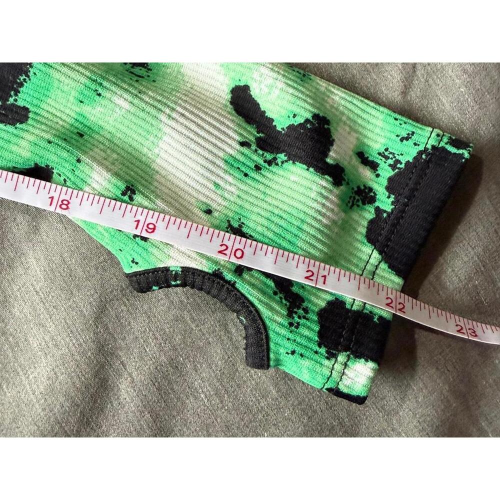 No Fear x H&M Size Medium Green & Black Tie-dye Long Sleeve Crop Top Y2K - Picture 7 of 7